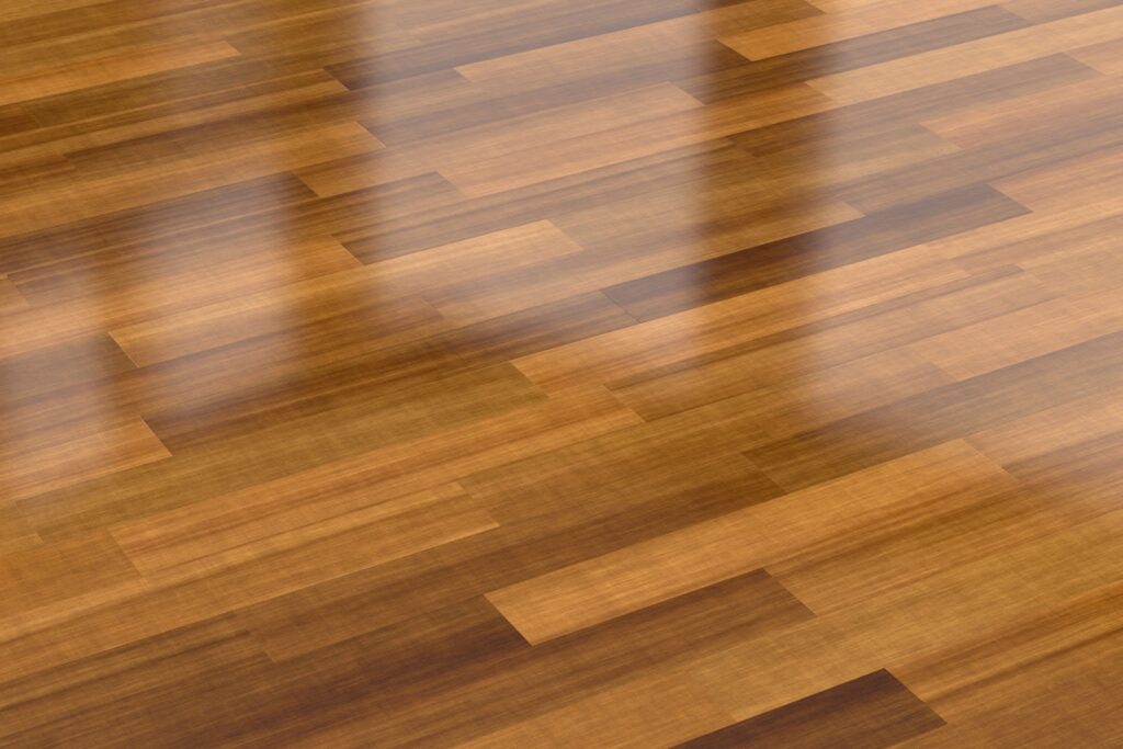 Close up shot of recently cleaned hardwood flooring